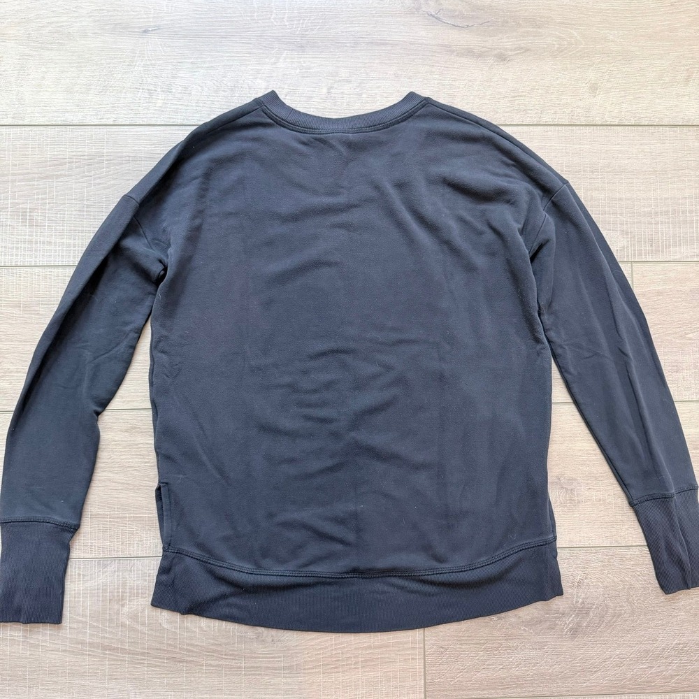 Athleta Coaster Luxe Sweatshirt Women Small Black Thumbhole Pullover 870422 - Picture 3 of 9